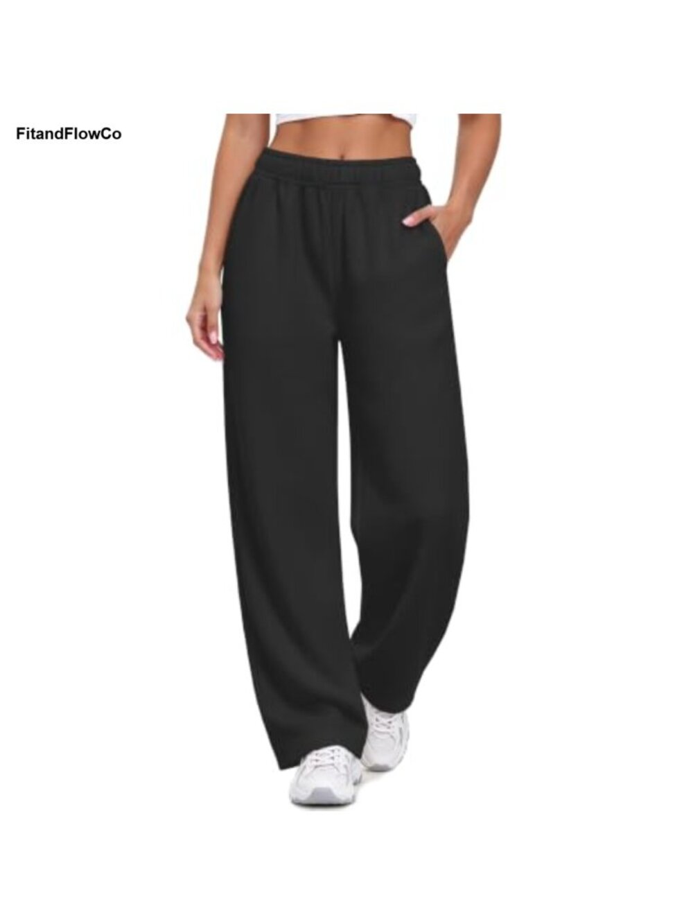 Wide Leg Fleece Sweatpants Drawstring Waist Deep Pockets Lounge Pants